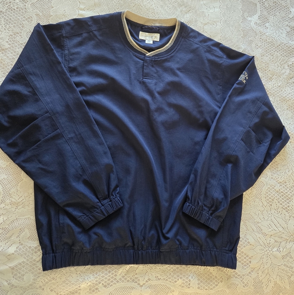 CUTTER & BUCK Nice Blue Pullover Windbreaker  Size M Long Sleeves w/Pockets